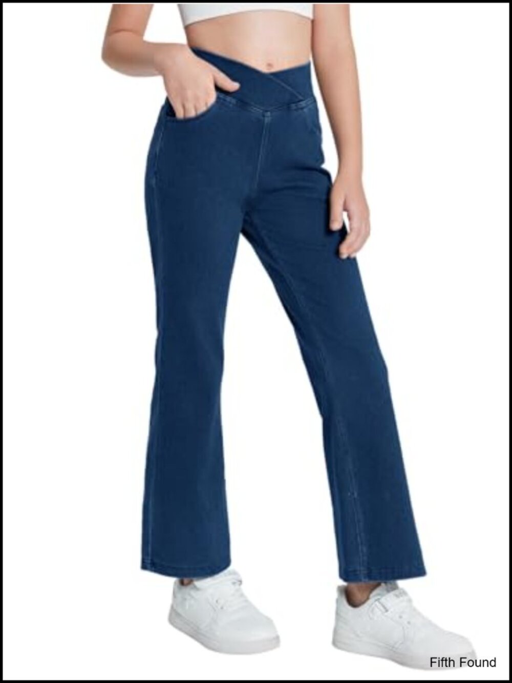 Girls Crossover Flare Jeans Stretchy Bootcut Yoga Pants Bell Bottoms with